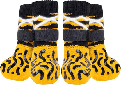 Reflective Dog Socks to Prevent Licking Paws, Dog Paw Protector, Hardwood Floors Anti Slip, Non Slip Dog Socks with Grippers, Dog Booties and Paw Protectors for Indoor Use - Size Medium