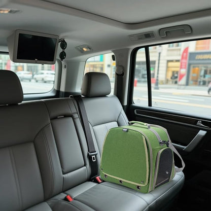 Bird Carrier Parrot Travel Cage with Perch, Food Bowl, Tray and Breathable Clear Window, Bird Travel Bag for African Gray Cockatiel Caique Conure Quaker, for Vetting Camping Hiking (Green)