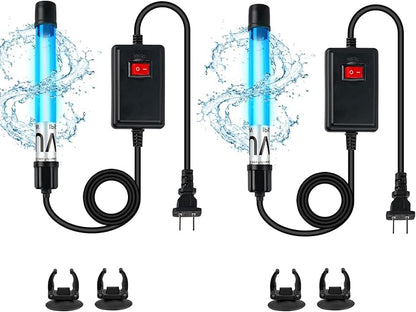 2-Pack 11W Aquarium UV Light for 55-150 Gallon Fish Tank Aquarium Algae Clean Light Green Machine Algae Remover