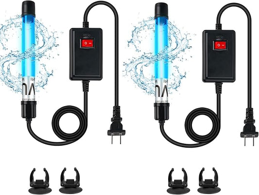 2-Pack 11W Aquarium UV Light for 55-150 Gallon Fish Tank Aquarium Algae Clean Light Green Machine Algae Remover