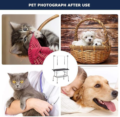 36" Dog Grooming Table, Folding Pet Grooming Table With Arm & Nosse & Mesh Tray For Bathing, Trimming, Drying, Grooming, Maximum Capacity Up To 330 Lbs