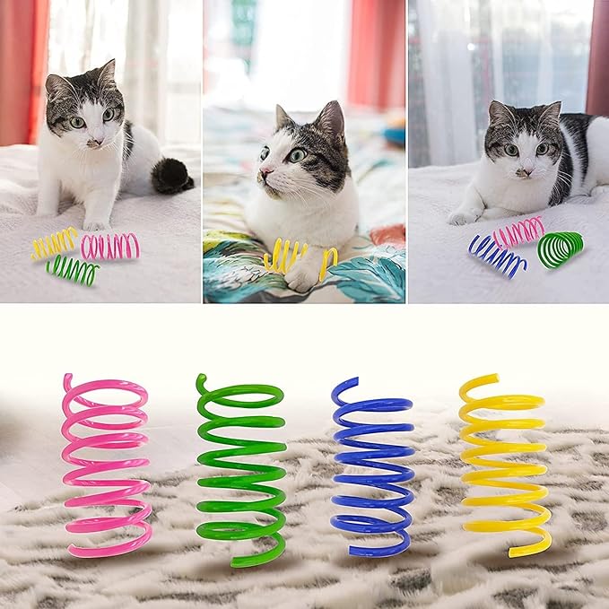 AGYM Cat Toys for Indoor Cats, 35 Packs Interactive Cat Toys Set with Colorful Springs, Mouse Cat Toy, Crinkle, Sisal, Pompom and Color Bell Balls for Kittens