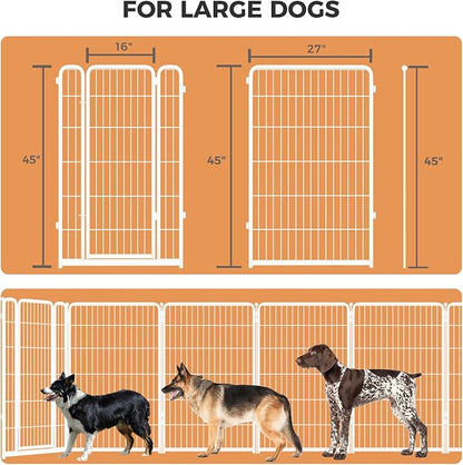 FXW Homeplus Dog Playpen for Indoor Use - Stress-Free and Safe Play, Heavy Duty 45 Inch 6 Panels Dog Pen for Large Dogs, White_atented