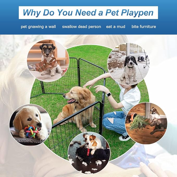 40 Inch Height 16 Panels Dog Playpen Outdoor/Indoor Heavy Duty Pet Playpen with Doors Heavy Duty Foldable Metal for RV, Camping, Yard