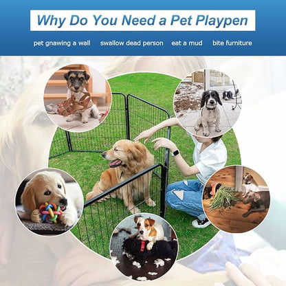 40 Inch Height 16 Panels Dog Playpen Outdoor/Indoor Heavy Duty Pet Playpen with Doors Heavy Duty Foldable Metal for RV, Camping, Yard