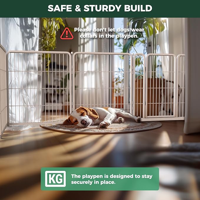 FXW Homeplus Dog Playpen for Indoor Use - Stress-Free and Safe Play, Heavy Duty 32 Inch 8 Panels Dog Pen for Puppies, Small and Medium Dogs, White_atented