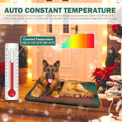 PETNF Outdoor Heated Pet Bed with Waterproof Cover,Pet Heating Pads for Dog,Soft Electric Blanket Auto Temperature Control,Heating Mat for Dog House Cabin Cot Doorway,Rescue Cats