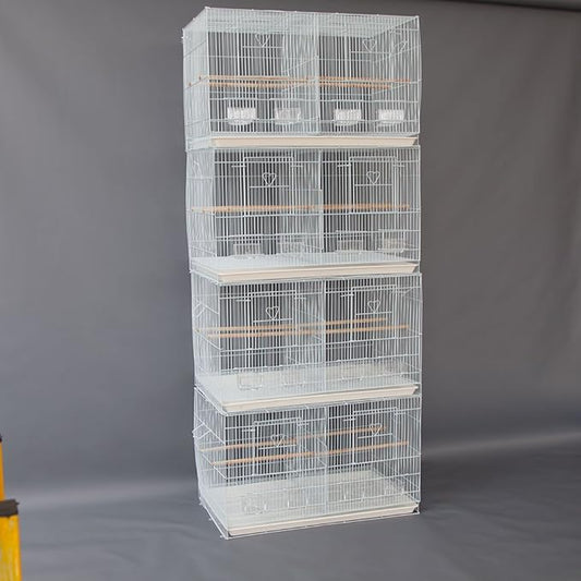 Lot of 4 Breeding Bird Carrier Cage with Dividor 30x18x18 for Parakeet Canary Finch Loverbird (White)