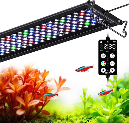 SEAOURA Full Spectrum Aquarium Light, 24/7 Custom Timer, Power-Off Memory, 36-42in 7-Row LED Fish Tank Lights, 8 Colors, 20 Brightness, Day & Night Cycle, Adjustable Mount for Freshwater Plant Growth