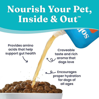 Solid Gold Turkey Bone Broth for Dogs - Grain Free Dog Food Topper Rich in Collagen and Superfoods - Nutrient Dense Dog Gravy Topper for Dry Food - Promotes Gut Health and Hydration - 12 Pack