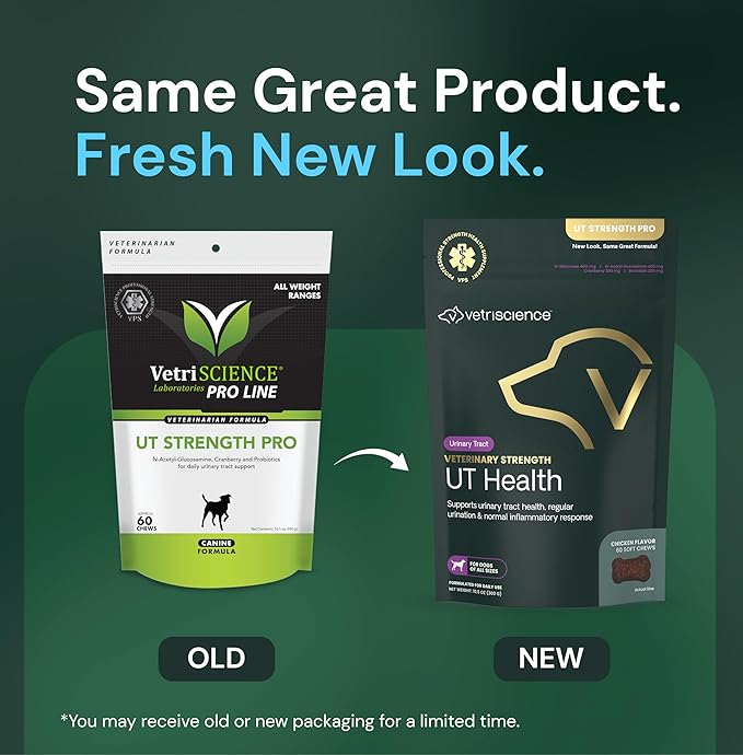 VETRISCIENCE Veterinary Strength UT Health Chews - Clinically Studied UT Support Supplement for Dogs - Supports Canine Urinary Health - Naturally Sourced - Features GanedenBC30-60 Count