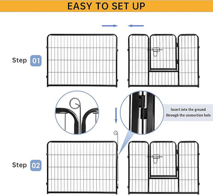 BestPet | Dog Playpen | 24 Inch, 32 Panels | Heavy Duty Metal Pet Exercise Pen | Indoor Outdoor Fence Panels | Rust-Resistant, Removable, Tool-Free Setup | Anti-Skid, Expandable Design