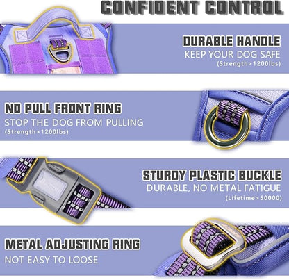 AUROTH Tactical Dog Harness for Large Dogs No Pull Adjustable Pet Harness Reflective K9 Working Training Easy Control Pet Vest Military Service Dog Harnesses Very Peri L