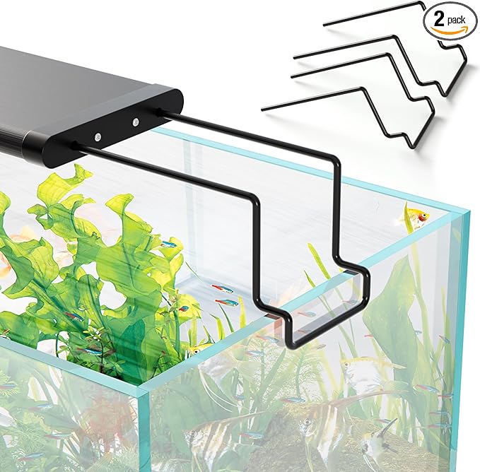 2 Pcs Aquarium Light Riser for Rimmed/Rimless Tanks, Aquarium Light High Holder Bracket, Steel Fish Tank Light Extenders Stands for LED, Light Riser for Aquarium -Black (Width 3 inch)