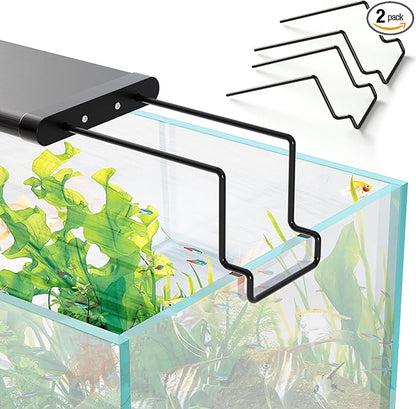 2 Pcs Aquarium Light Riser for Rimmed/Rimless Tanks, Aquarium Light High Holder Bracket, Steel Fish Tank Light Extenders Stands for LED, Light Riser for Aquarium -Black (Width 3 inch)