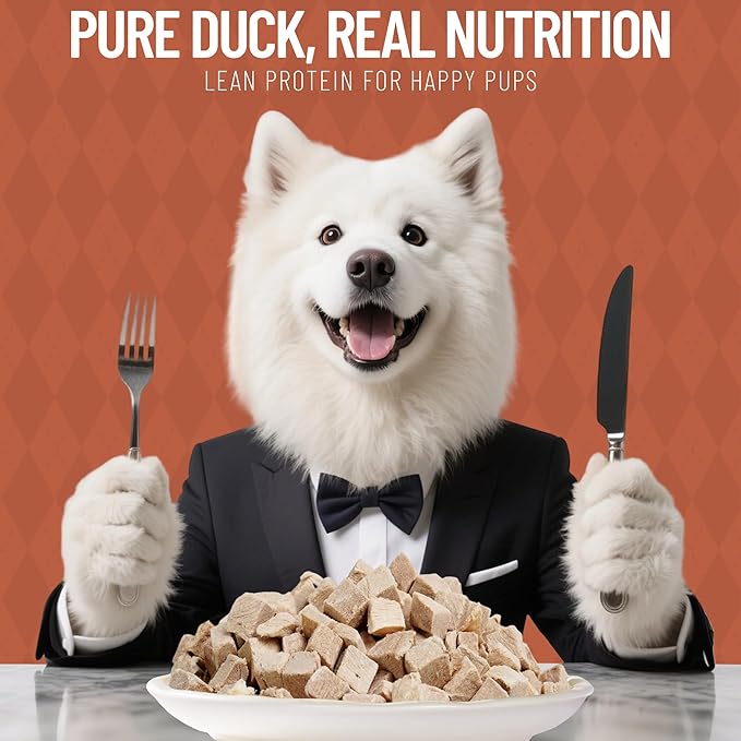 Just Try 6.35 oz Freeze Dried Duck Cubes Dog Treats & Cat Treats, Single Ingredient, Natural Training Treats, Grain Free, High Protein, Low Fat, Supports Skin & Joint Health, Rich in Vitamin B