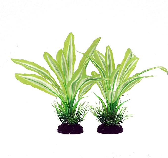 Silk Aquarium Plants for Betta Fish Tank, 2 Pcs 8 Inch Small Silk Aquarium Plant Aquatic Water Grass Decorationï¼_reen-Yellow