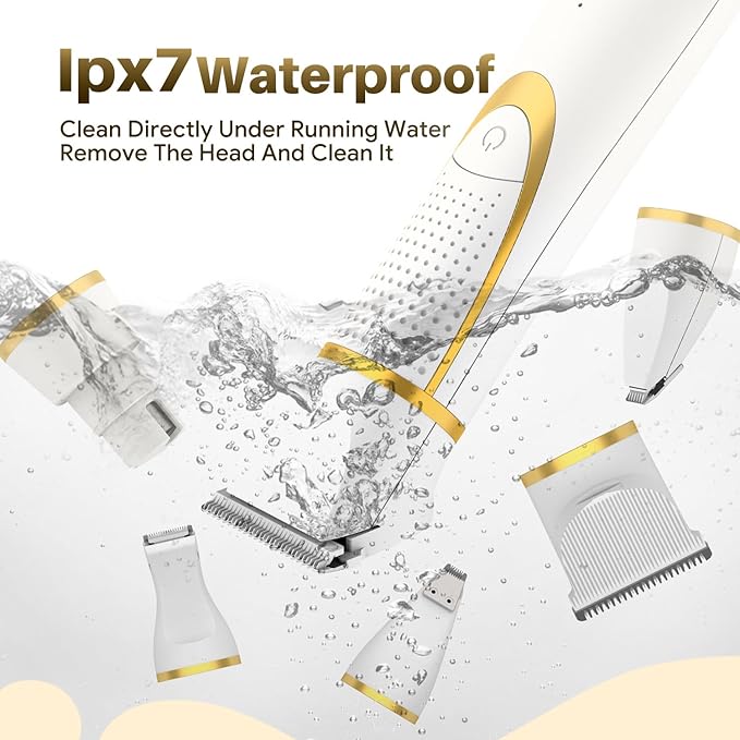 Small Dog Grooming Kit, 4 in 1 Electric Cordless Dog Paw Trimmer with Nail Grinder, Low Noise Dog Nail Trimmers, IPX7 Waterproof Small Dog Grooming Clippers for Paws, Ears, Face, Hip Hairl