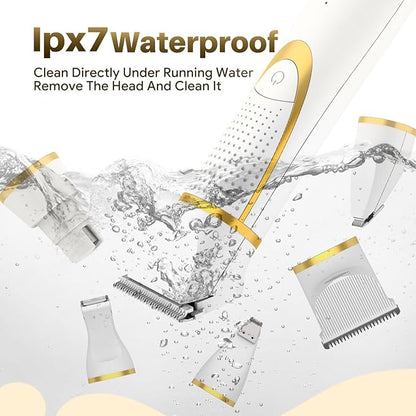 Small Dog Grooming Kit, 4 in 1 Electric Cordless Dog Paw Trimmer with Nail Grinder, Low Noise Dog Nail Trimmers, IPX7 Waterproof Small Dog Grooming Clippers for Paws, Ears, Face, Hip Hairl