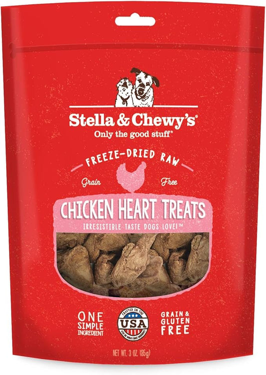 Stella & Chewy's Freeze-Dried Raw Single Ingredient Chicken Hearts Dog Treats, 3 oz. Bag