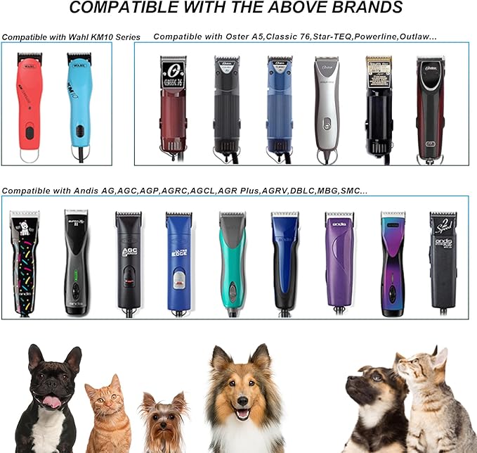 40# Detachable Pet Clipper Replacement Blades Compatible with Andis/Oster A5/Wahl KM10 Series Dog Clipper,Made of Ceramic Blade & Stainless Steel Blade,Size 40# Cut Length 1/100-Inchï¼2 Packï¼