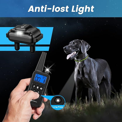 Dog Training Collar with Remote, Electronic Dog Shock Collar with Beep, Vibration, Shock, Light and Keypad Lock Mode, Electric Dog Collar Set for Small Medium Large Dogs (Black Green)