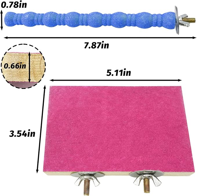 kathson 4 PCS Bird Perch Stand Toy Wood Parrot Perch Stand Platform Paw Grinding Rough-surfaced Chew Toys Cage Accessories Exercise Toys for Budgies Parakeet Cockatiel Conure Hamster