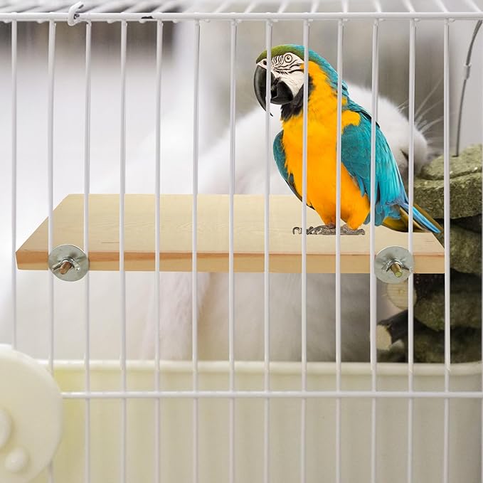 4 Pack Bird Perch Stand 12.4×5.3 Inch Parrot Wood Platform Rectangle Wood Perch Stand Board Shelf for Parrots Birds Budgie Parakeet Cockatiel Hamster Chinchilla Gerbil