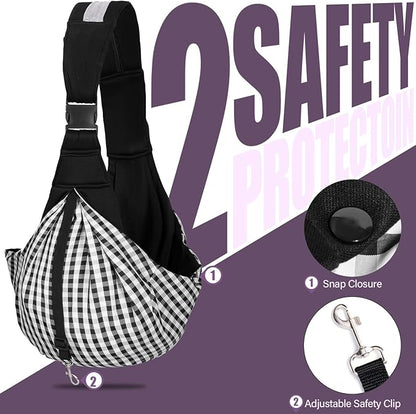 City & Cuddle Dog Carrier Sling for Small Dogs, Puppy Sling Carrier for 3-15 lbs Dog Cat with Zipper & Adjustable Strap Reduce Pain, Pet Sling Purse with Safety Harness Travel Pouch Carry Bag Black