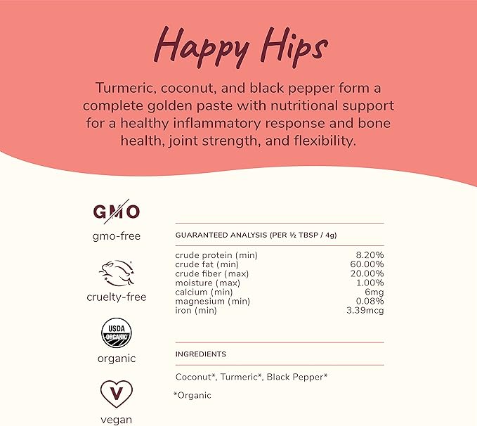 kin+kind Hip+Joint Supplement Dogs & Cats - Vet Formulated Natural Formula with Organic Turmeric, Black Pepper and Coconut- Made in USA - 8 oz (Large)