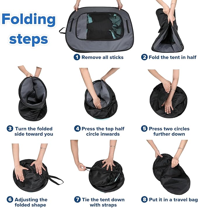 Portable Pet Playpen - Foldable Dog Playpen Indoor - Dog Kennel Indoor Cat Tent Puppy Playpen for Indoors, Water-Resistant+Uv Shade Cover, Pet Playpen with Free Carring Bag (A-Small)