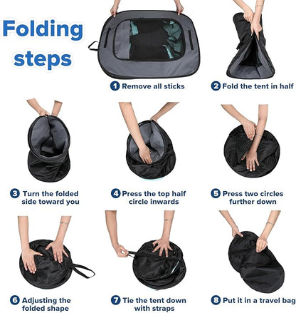 Portable Pet Playpen - Foldable Dog Playpen Indoor - Dog Kennel Indoor Cat Tent Puppy Playpen for Indoors, Water-Resistant+Uv Shade Cover, Pet Playpen with Free Carring Bag (A-Small)