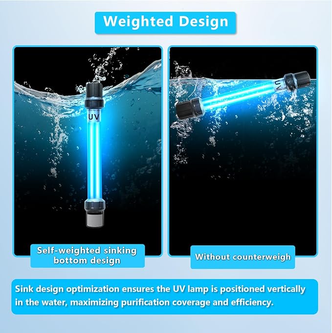 18W Aquarium UV Light for 100-1000 Gallon, UV Pond Water Clarifier for Koi Pond, Swimming Pool, Spa, Large Fish Tank, Cold Plunge UV Light for Pond Algae Control