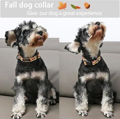 ARING PET Fall Dog Collar-Cotton Maple Leaves Dog Collar for Small Dogs, Adjustable Lightweight Dog Collars with Quick Release Buckle for Small Medium Large Dogs