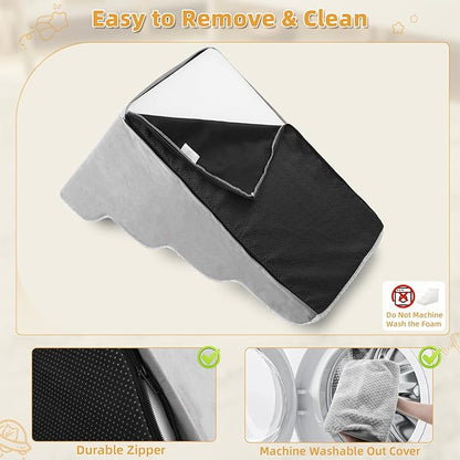 MIHIKK Dog Stairs Ramp, Curved 3-Step Dog Steps for Small Dogs and Cats, Pet Stairs for High Beds and Couch with Anti-Slip Washable Cover and Durable High Density Foam, Grey