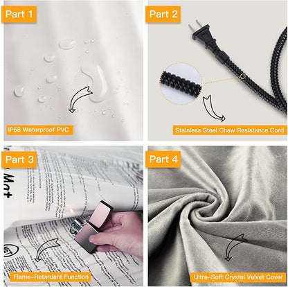 Toozey Pet Heating Pad, 6 Adjustable Temperature Dog Cat Heating Pad with Timer, Waterproof Heated Cat Bed with Chew Resistant Cord, Electric Heating Pads for Cats, Indoor Pet Heated Mat 18x16in