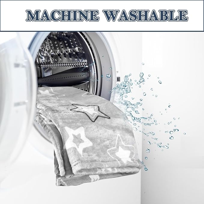 Dog Blanket,Super Soft Fluffy Premium Fleece Pet Puppy Blanket for Large Medium Dog Cat Mat Cover for Bed Couch,Star Print,Gray(41 x 31 Inch)