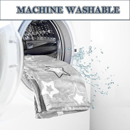 Dog Blanket,Super Soft Fluffy Premium Fleece Pet Puppy Blanket for Large Medium Dog Cat Mat Cover for Bed Couch,Star Print,Gray(41 x 31 Inch)