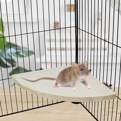 Wontee Bird Perch Stand 2 Pack Wooden Platform Corner Ledge for Budgies Cockatiels Conures African Greys Rats Gerbils Chinchillas Squirrels (L (7.9"x7.9")