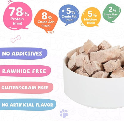 Freeze Dried Duck Treats for Cats Dogs, Freeze-Dried Raw Food Topper, High Protein, Gluten&Grain Free, Rawhide Free, 3.8 oz