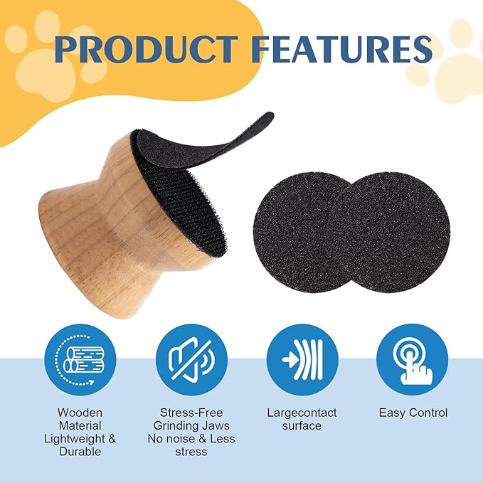 Dog Nail File with 4 Pcs Replaceable Sandpaper, No Pressure Dog Nail File, Wooden Dog Nail File Scraper Small Nail Scratch Board for Puppy (Wood)