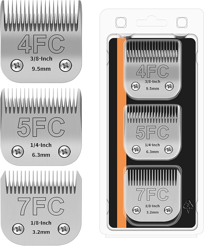 3PACK Dog Grooming Clipper Replacement Blades Compatible with Andis Pet Clipper/Oster A5/Wahl KM Series Dog Clipper,Ceramic Blade & Stainless Steel Blade (#+4FC+5FC+7FC)