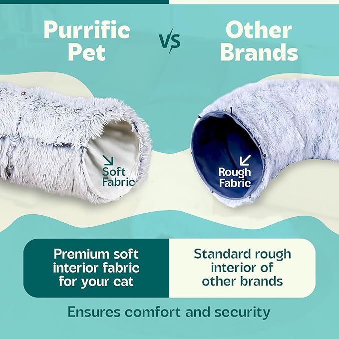 Cat Tunnel Bed for Indoor Cats with Premium Soft Fabric Interior - Upgraded Materials - Large Donut Cat Tunnel, Cat Cave and Hiding Spot, Kitten Doughnut Tunnel, Tunnel Toy Bundle for Cats