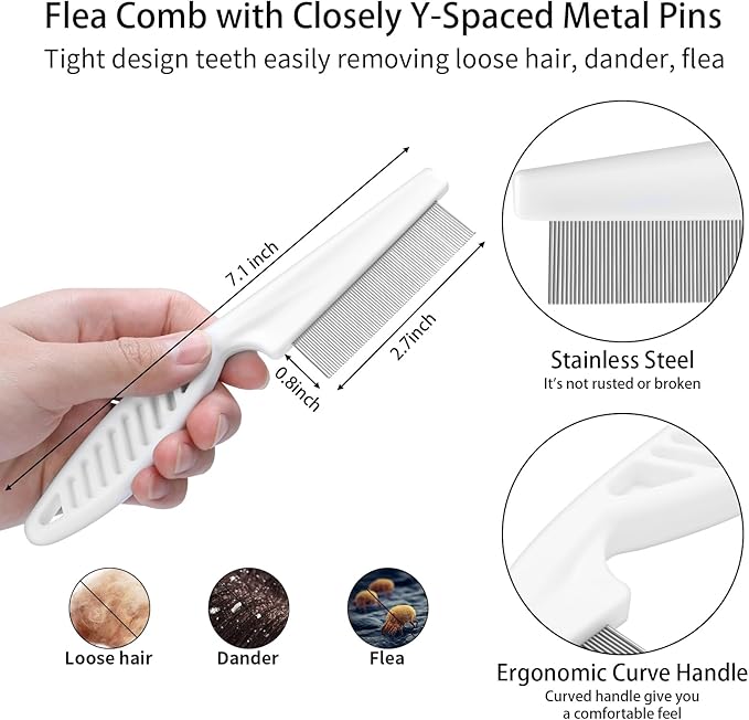 5 PCS Dog Grooming Brush Kit  Self Cleaning Slicker Brush for Shedding Short & Long Haired Dogs & Cats. Removes Loose Fur, Undercoat, Mats, Tangles. Suit for Small, Medium & Large Pets. Blue