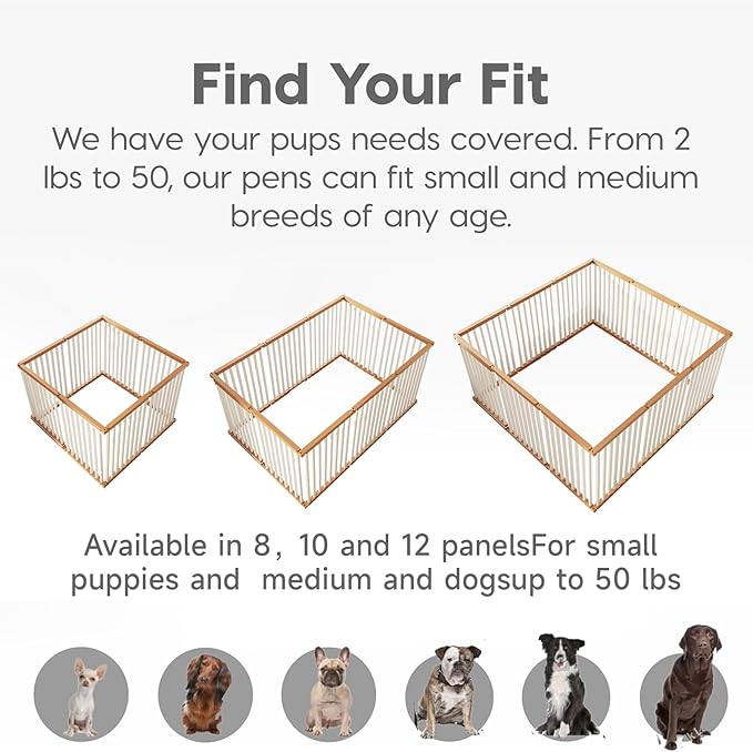 Dog Playpen Foldable Metal Pet Pen Fence Pet Door 12 Panels for Medium/Small Dogs, Indoor & Outdoor,Portable Pet Playpen for Camping, Yard and RV