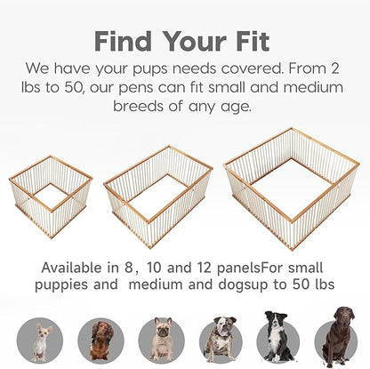 Dog Playpen Foldable Metal Pet Pen Fence Pet Door 8 Panels for Medium/Small Dogs, Indoor & Outdoor,Portable Pet Playpen for Camping, Yard and RV