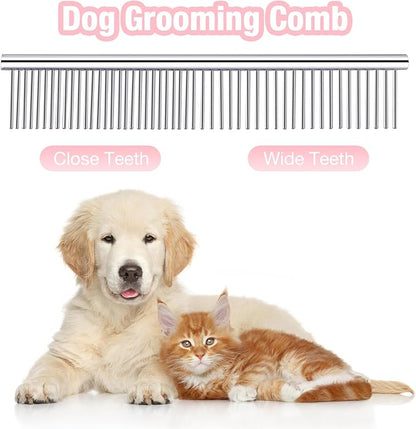 Dog Grooming Scissors, 5 in 1 Dog Scissors for Grooming, Professional Stainless Steel Pet Shears, Sharp, Pink