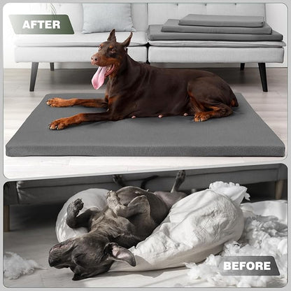 Durable Outdoor Waterproof Dog Bed up to 90 lbs Extra Large Dogs Chew Resistance Dog Crate Mat Washable Cover
