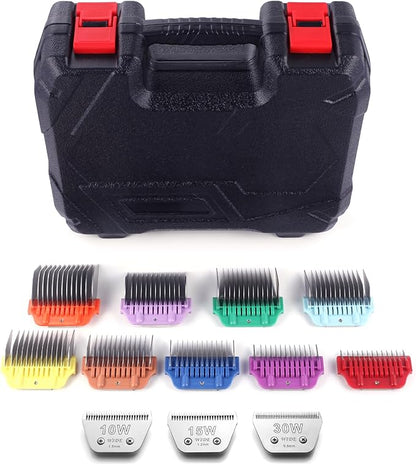 10W/15W/30W Dog Animal Stainless Steel Wide Clipper Attachment Guard Comb Set for A5 Series | Snap-On/Off Design Combs,Only Fir for 10W/15W/30W Wide Blade (12-Piece)