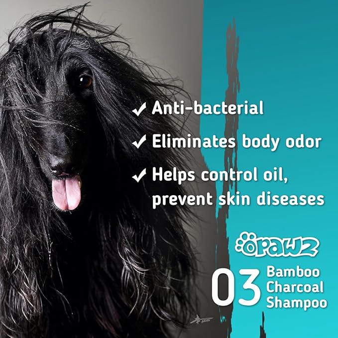 OPAWZ 03 Bamboo Charcoal Dog Shampoo, Hypoallergenic Pet Shampoo, Anti-Fungal Formula for Allergies and Itching Sensitive Skin, 16.9 fl.oz